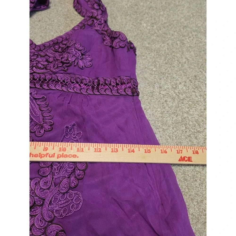 Sue Wong Silk‎ Embroidered Dress Purple Short Sleeveless Sz 4 Cocktail Wedding